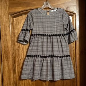 Black Plaid Daisy Dress